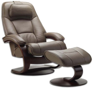 Fjords Admiral Ergonomic Recliner Chair and Ottoman Scandinavian Lounger